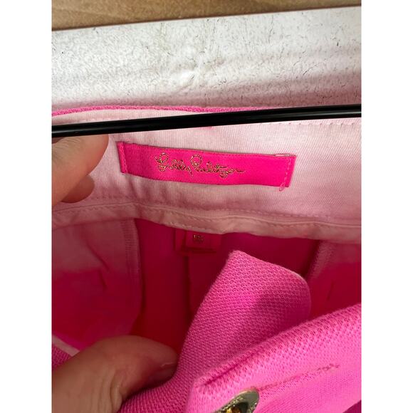 Lilly Pulitzer Women's Jayne Knit Shorts in Bright Prosecco Pink Size 16 - Picture 2 of 5